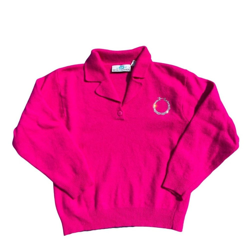 Swarovski Crystal Bamboo Hoop Pullover Sweater